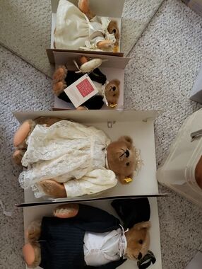 Steiff Collectible Teddy Bears in Classic Wedding Party Outfits